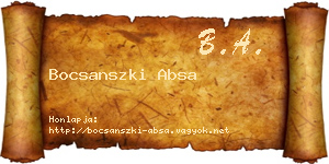 Bocsanszki Absa névjegykártya